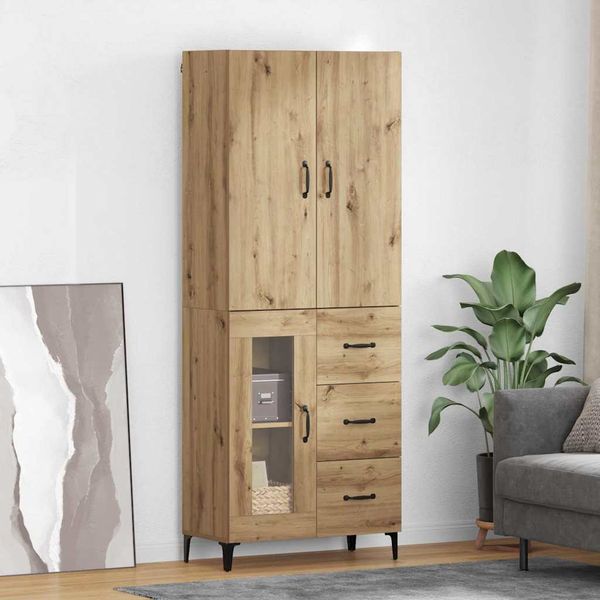 vidaXL Highboard Remeselný dub 69,5 x 34 x 180 cm Kompozitné drevo