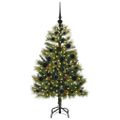 vidaXL Umelý vianočný stromček s pniškami Zelená 120 cm PVC a PE a kov