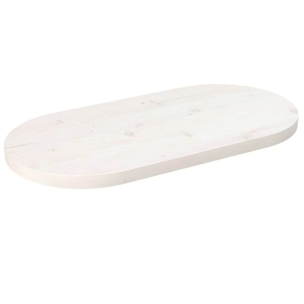 vidaXL Stolová doska, biela 60x30x2,5 cm, borovicový masív, oválna