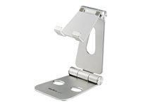 Startech Phone and Tablet Stand, Foldable Universal Mobile Device Holder for Smartphones & Tablets Adjustable Multi-Angle Ergonomic Cell Phone Stand for Desk Portable, 4in to 13in - Foldable Phone Holder (USPTLSTND) - Stojan pre desktop pre mobilný telefón, tablet - až 13" - strieborná - pre P/N: DK30CHPH