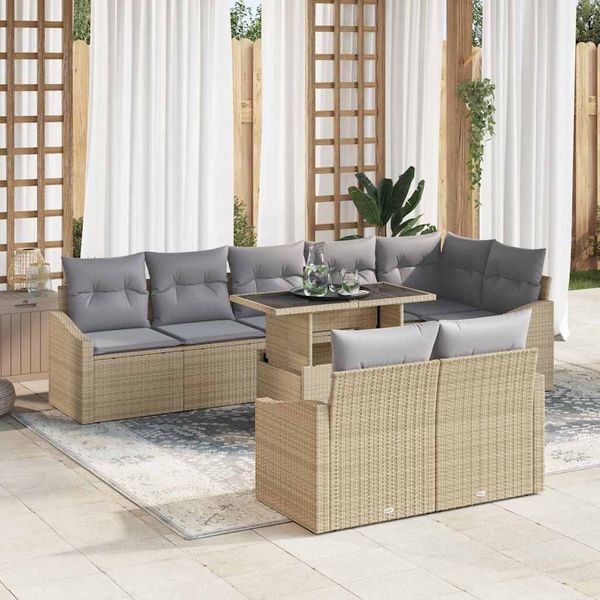 vidaXL Súprava záhradných pohoviek 9 pcs Beige a svetlo šedá polyratan