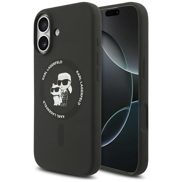 Obal Karl Lagerfeld Silicone Karl&Choupette Ring MagSafe pre iPhone 17 čierny