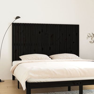 vidaXL Nástenné čelo postele čierne 185x3x110 cm masívna borovica
