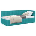 vidaXL Rohový rám postele Tyrkysová 90 cm x 190 cm Zamat