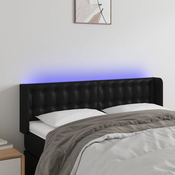 vidaXL Čelo postele s LED čierne 147x16x78/88 cm umelá koža