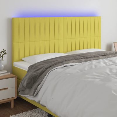 vidaXL Čelo postele s LED zelené 200x5x118/128 cm látka