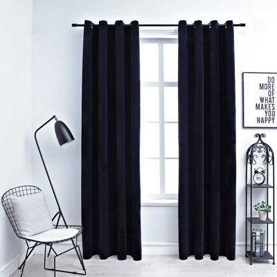 vidaXL Zatemňovacie závesy s očkami 2 ks, zamat, čierne 140x225 cm