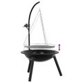vidaXL Ohnisko s nastaviteľným grilom ⌀55,5 x 107,5 cm Oceľ Čierna