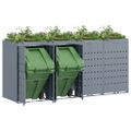 vidaXL Úložisko na 4 koše Wheelie Svetlosivá 272 x 77,5 x 121,5 cm