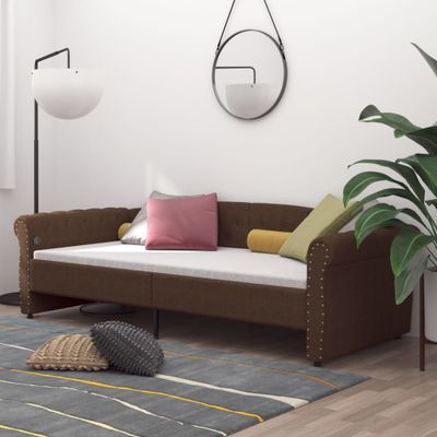 vidaXL Pohovka s USB hnedá látková 90x200 cm