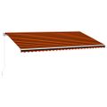 vidaXL Ručne zaťahovacia markíza oranžová a hnedá 600x300 cm