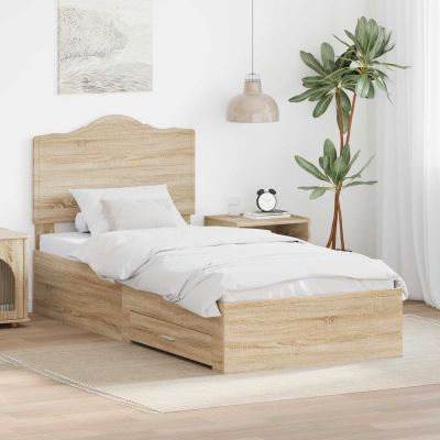 vidaXL Rám postele Sonoma dub 100 x 200 cm Kompozitné drevo