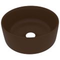 vidaXL Luxusné umývadlo, okrúhle, matné tmavohnedé 40x15 cm, keramika