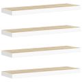 vidaXL Plávajúce nástenné police 4ks dubové a biele 80x23,5x3,8 cm MDF