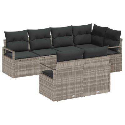 vidaXL Sada pohoviek 7 pcs Svetlosivá polyratan