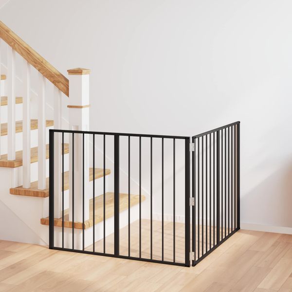 vidaXL Psia brána 2 pcs Čierny 100 x 80 cm Pozinkovaná oceľ
