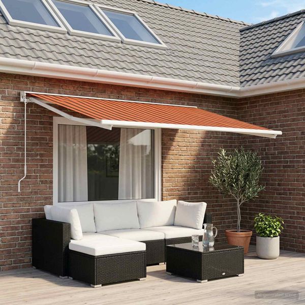 vidaXL Náhradná látka na markízu Oranžová a hnedá 350 x 200 cm