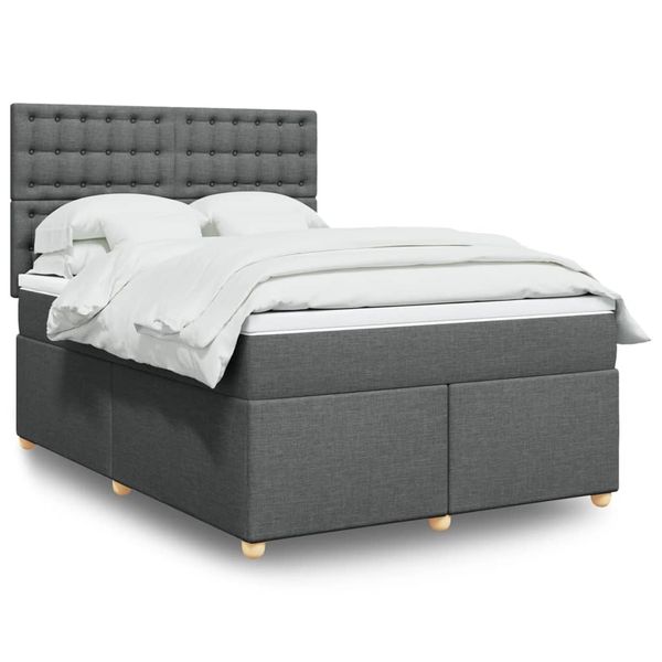 vidaXL Boxspring posteľ s matracom tmavosivá 140x200 cm látka