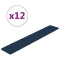 vidaXL Nástenné panely 12 ks modré 90x15 cm zamatové 1,62 m²