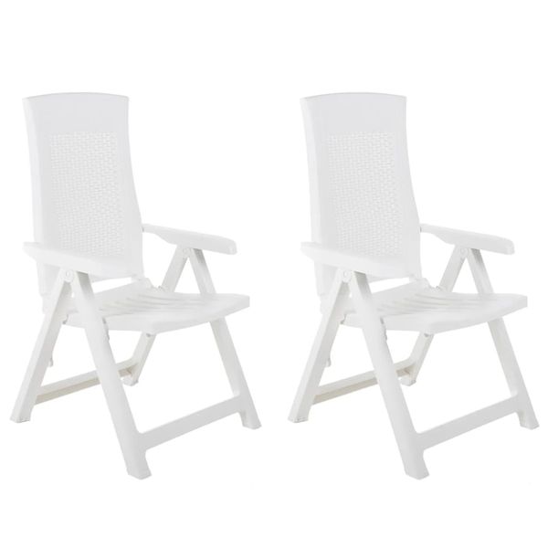 vidaXL Sklápacie záhradné stoličky 2 ks plastové biele