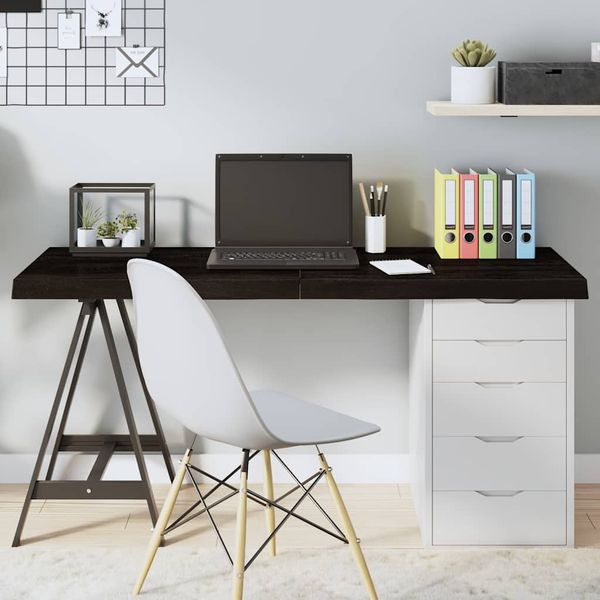 vidaXL Stolová doska tmavohnedá 140x50x(2-6) cm ošetrený dubový masív