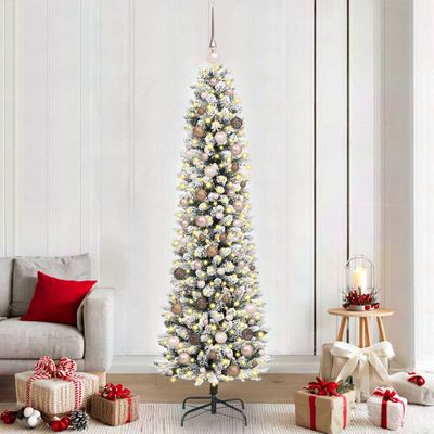 vidaXL Umelý vianočný stromček Biela 210 cm PVC, kov a plast