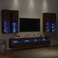 vidaXL 7-dielna súprava TV nástenných skriniek s LED hnedý dub