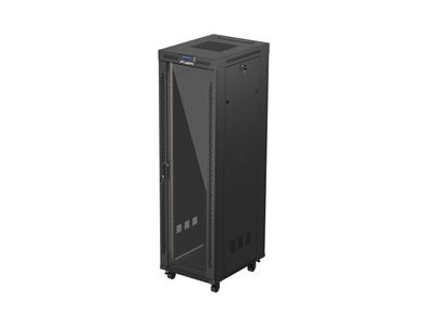 Lanberg 19'' voľne stojúca racková skriňa 42u/600x800 (flat pack) s presklenými dverami lcd čierna