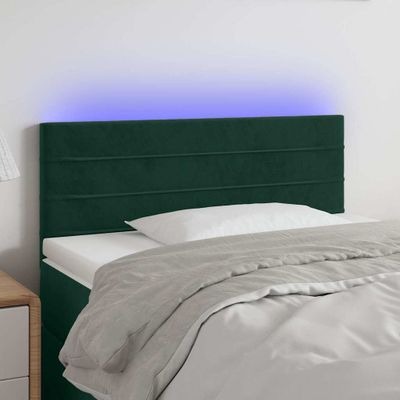 vidaXL Čelo postele s LED tmavozelené 80x5x78/88 cm zamat