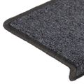 vidaXL Schodové rohože 15 ks 65x21x4 cm tmavošedé s obdĺžnikovým okrajom