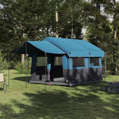 vidaXL Rodinný stan pre 4 osoby Modrá a šedá 324 x 255 x 230 cm