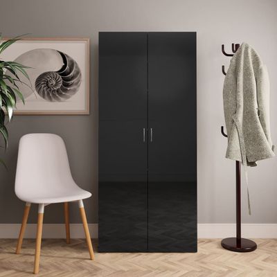 vidaXL Skrinka na topánky lesklá čierna 80x35,5x180cm kompozitné drevo