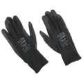 Pracovné rukavice z polyesteru čiastočne máčané v polyuretáne GLOVE PE-PU 10, čierne, veľkosť 10 SIXTOL