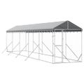 vidaXL Vonkajší koterec pre psov so strechou striebor. 2x10x2,5m oceľ