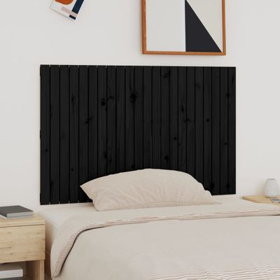 vidaXL Nástenné čelo postele čierne 140x3x90 cm masívna borovica