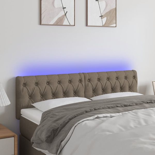 vidaXL Čelo postele s LED sivohnedé 160x7x78/88 cm látka