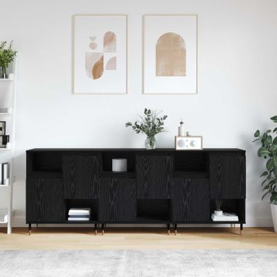 vidaXL Komody 3 pcs Čierny dub