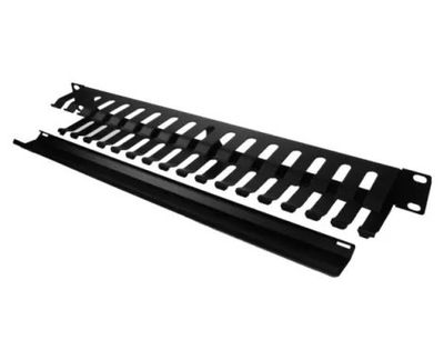 Vyväzovací panel pre RACK 1U 19" 16 priechodov, kovový, čierny Vyvazovací panel pre RACK 1U 19" 16 průchodů, kovový, černý