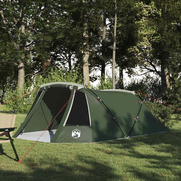 vidaXL Tunelový stan pre 3 osoby Zelená a biela 328 x 228 x 115 cm