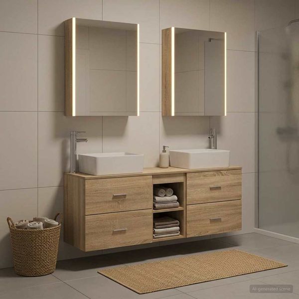 vidaXL Sada kúpeľňového nábytku 5 pcs Dub sonoma