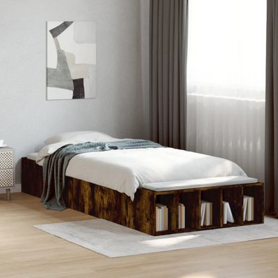 vidaXL Posteľný rám dymový dub 90x200 cm borovicový masív
