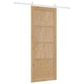 vidaXL Posuvné dvere 83 x 211 cm Borovicový masív Prírodná a biela