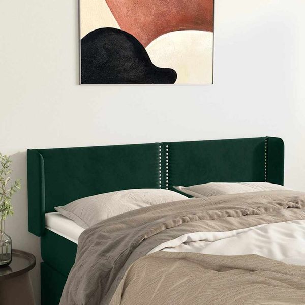 vidaXL Čelo postele so záhybmi zelený 147x16x78/88 cm zamat
