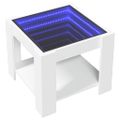 vidaXL Konferenčný stolík s LED biely 53x53x45 cm kompozitné drevo