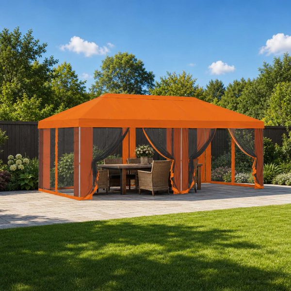 vidaXL Kryt altánku s bočnými stenami 6 x 3 m Oranžová Polyester