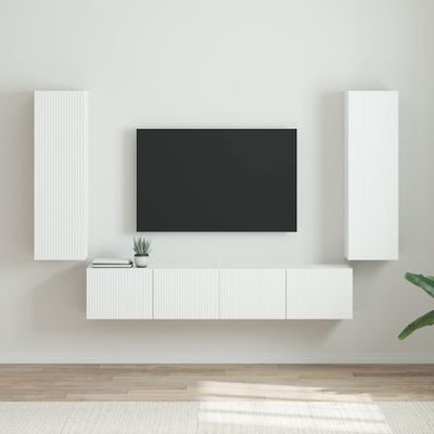vidaXL TV nástenná skriňa Nástenný 2 pcs Lesklá biela 30 x 31 x 100 cm