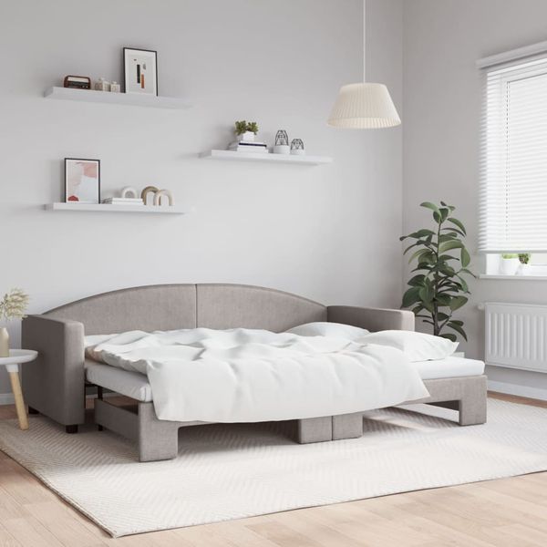 vidaXL Denná posteľ s rozkladacou posteľou sivohnedá 80x200 cm látka