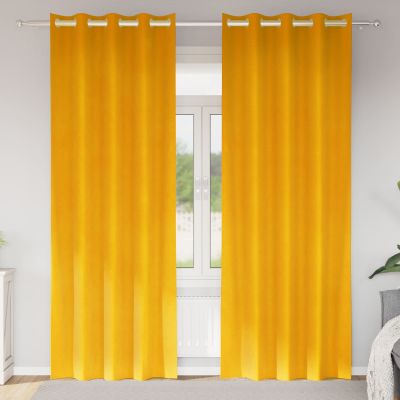 vidaXL Zatemňovacie závesy 2 pcs Horčicová žltá 140 x 225 cm Zamat