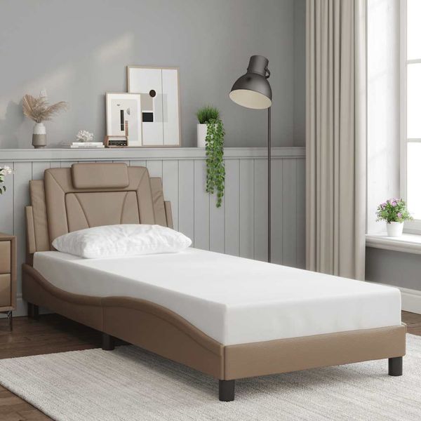 vidaXL Rám postele Viana bez matraca kapučínový 90x200 cm umelá koža