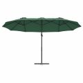 vidaXL Slnečník Zelená 372 x 198 x 243 cm Polyester a hliník
